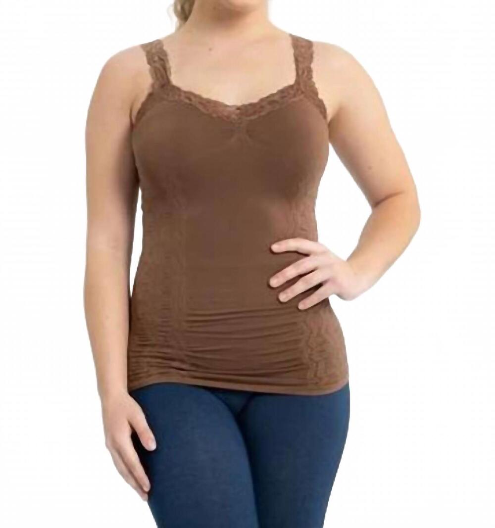 NEW ELIETIAN women's lace corset cami top in toffee